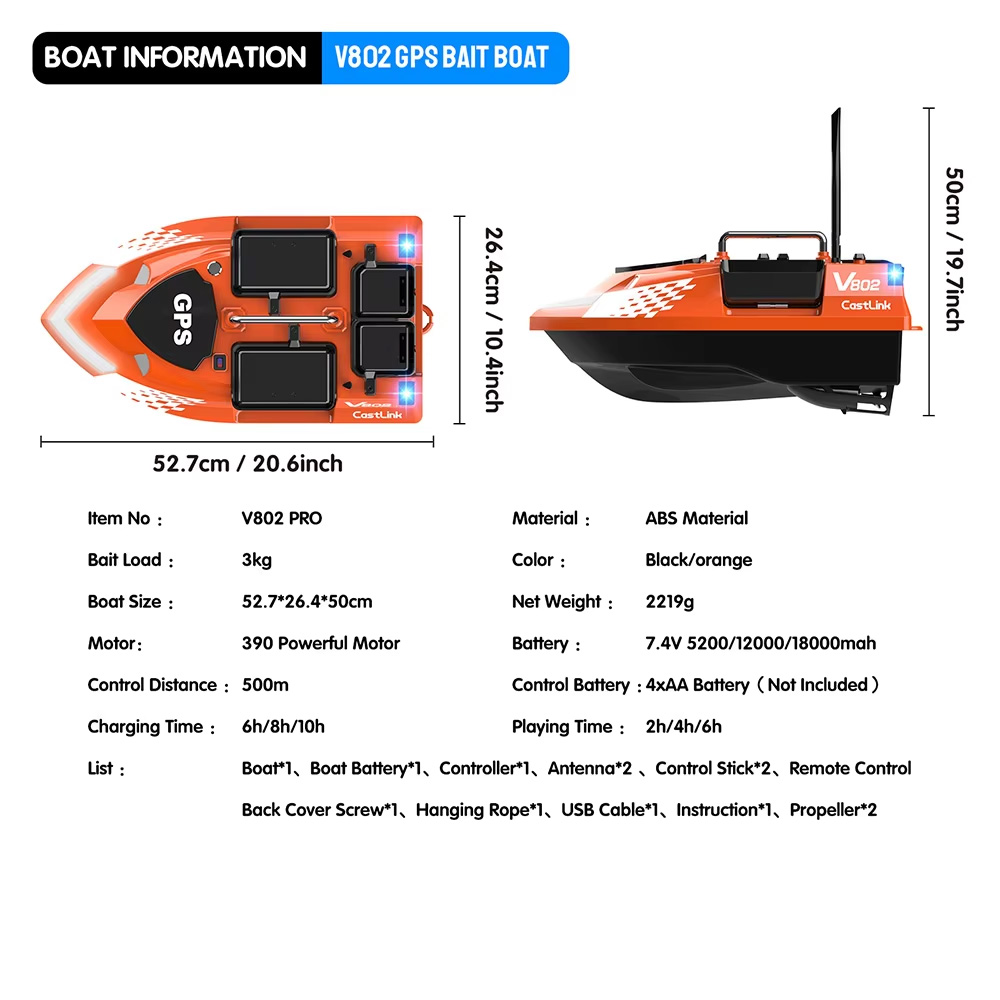NG V802 Pro GPS RC Bait Boat Wholesale