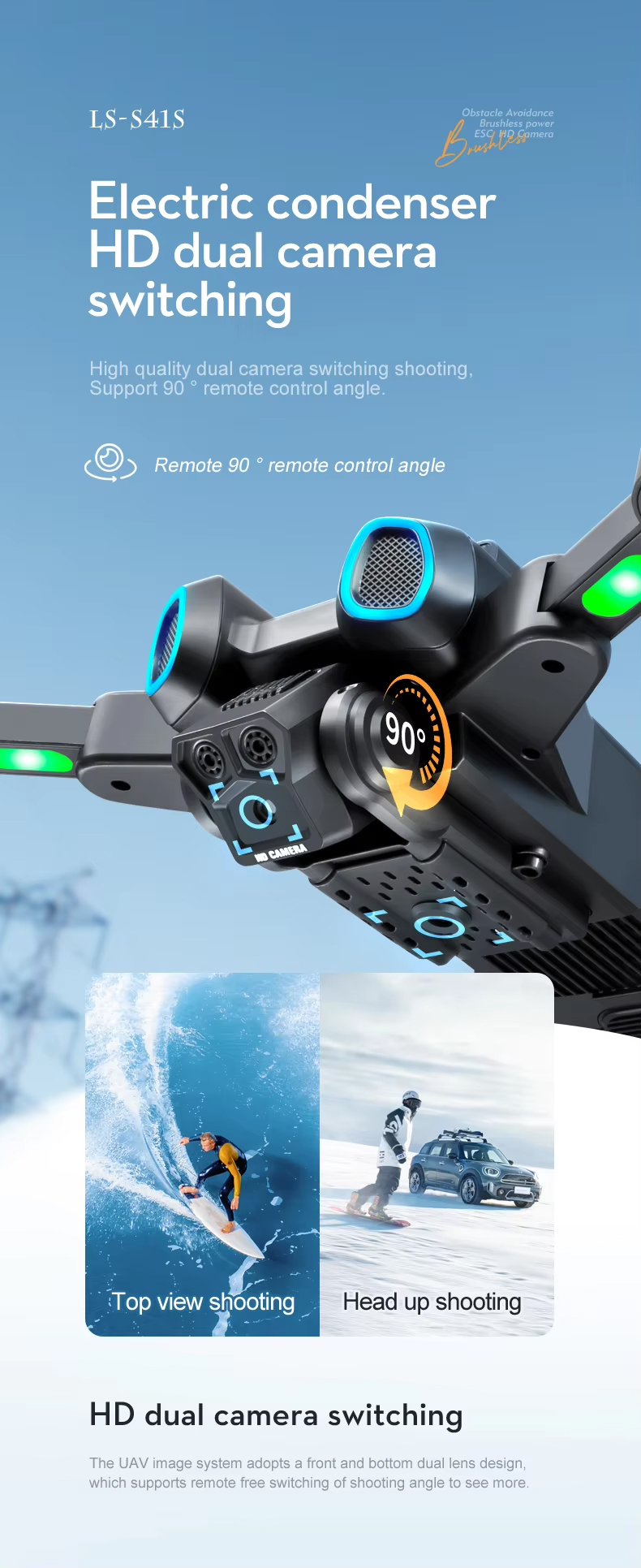 NG S4S Brushless HD Dual Camera Drone