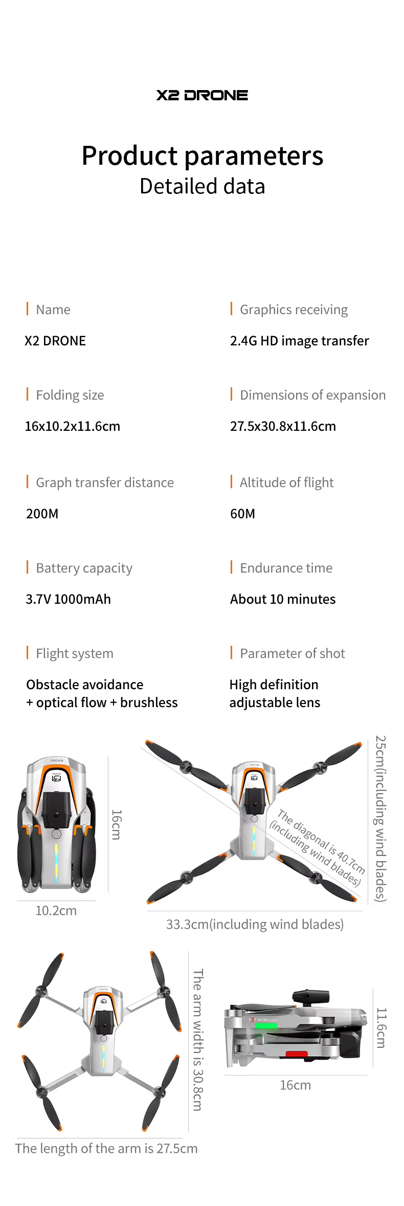 NG T50 HD Obstacle Avoidance Camera Drone