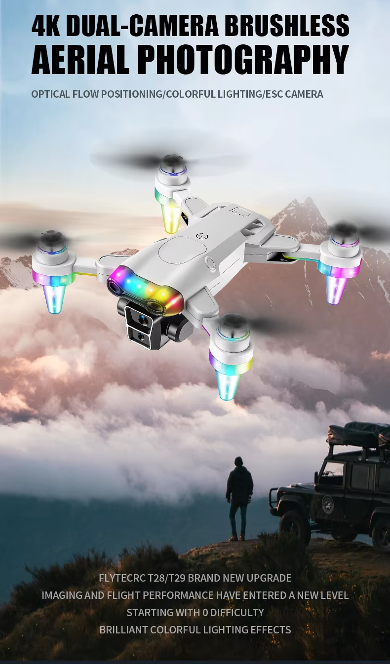 NG T28/T29 Cool Lights Dual Camera Drone